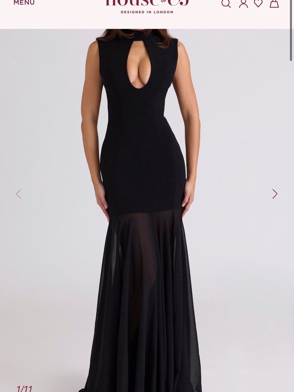 House of CB Black High-Low Sheer Panel Evening Gown - Picture 2 of 5